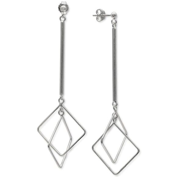 Giani Bernini Square Wire Linear Drop Earrings Sterling Silver New - Picture 1 of 3